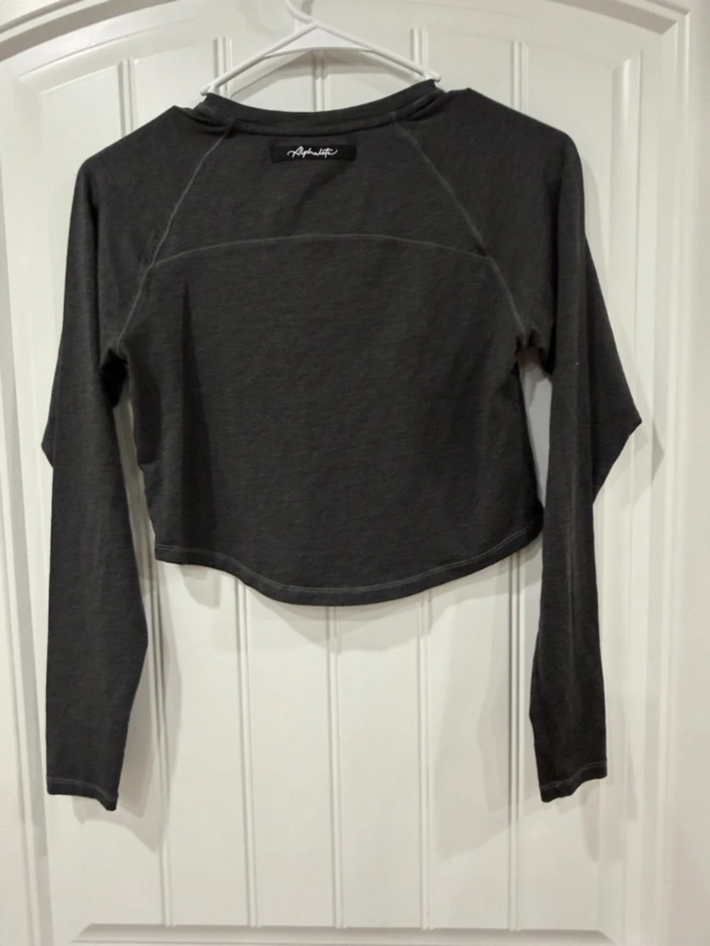 EUC Alphalete Charcoal Gray Cropped Long-Sleeve Tee